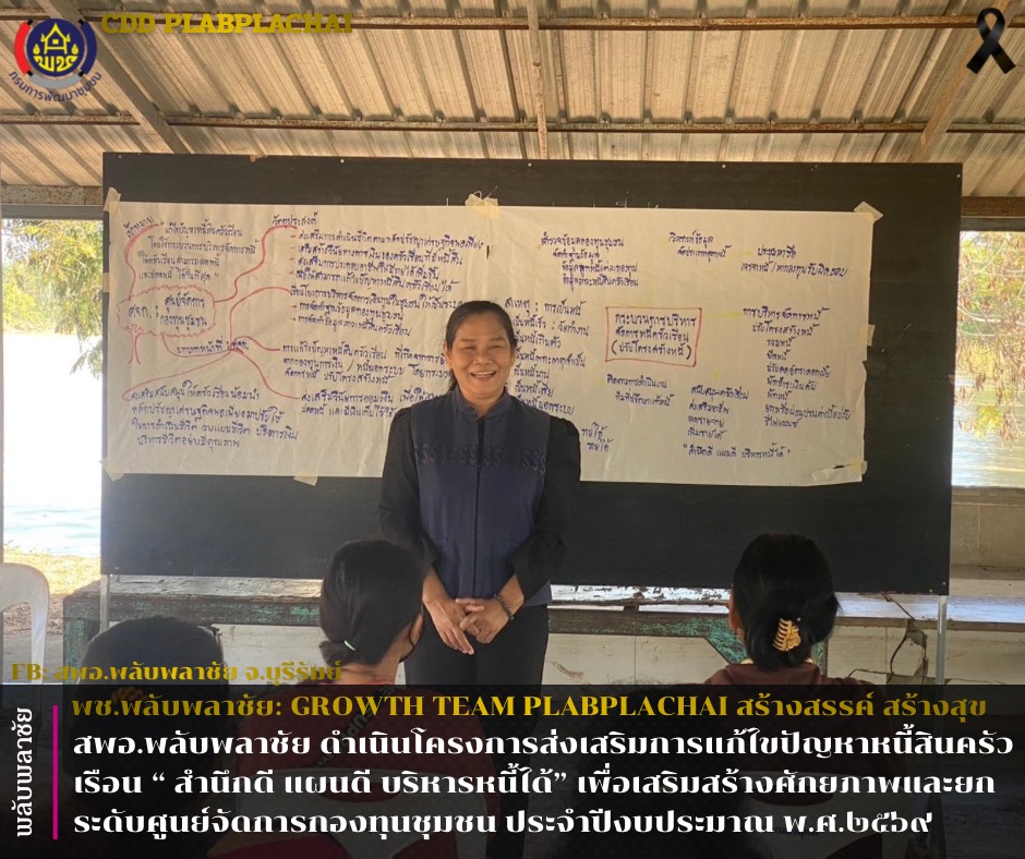 ✨พช.พลับพลาชัย✨ CDD Plabplachai: GROWTH TEAM PLABPLACHAI ☀️สพอ.พลับพลาชัย ดำเนินโครงการส่งเสริมการแก้ไขปัญหาหนี้สินครัวเรือน “สำนึกดี แผนดี บริหารหนี้ได้” ประจำปีงบประมาณ ๒๕๖๙