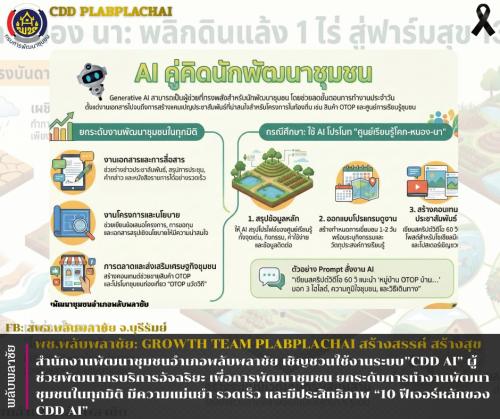 ✨สำนักงานพัฒนาชุมชนอำเภอพลับพลาชัย เชิญชวนใช้งานระบบ "CDD AI" ผู้ช่วยพัฒนากรบริการอัจฉริยะเพื่อการพัฒนาชุมชน✨